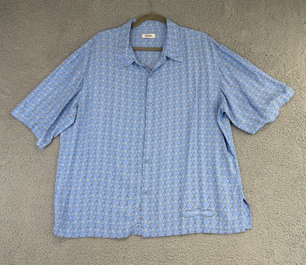 Sandro Paris Link Print Loose-Fit Shirt interlocking geometric chain AOP Men XXL